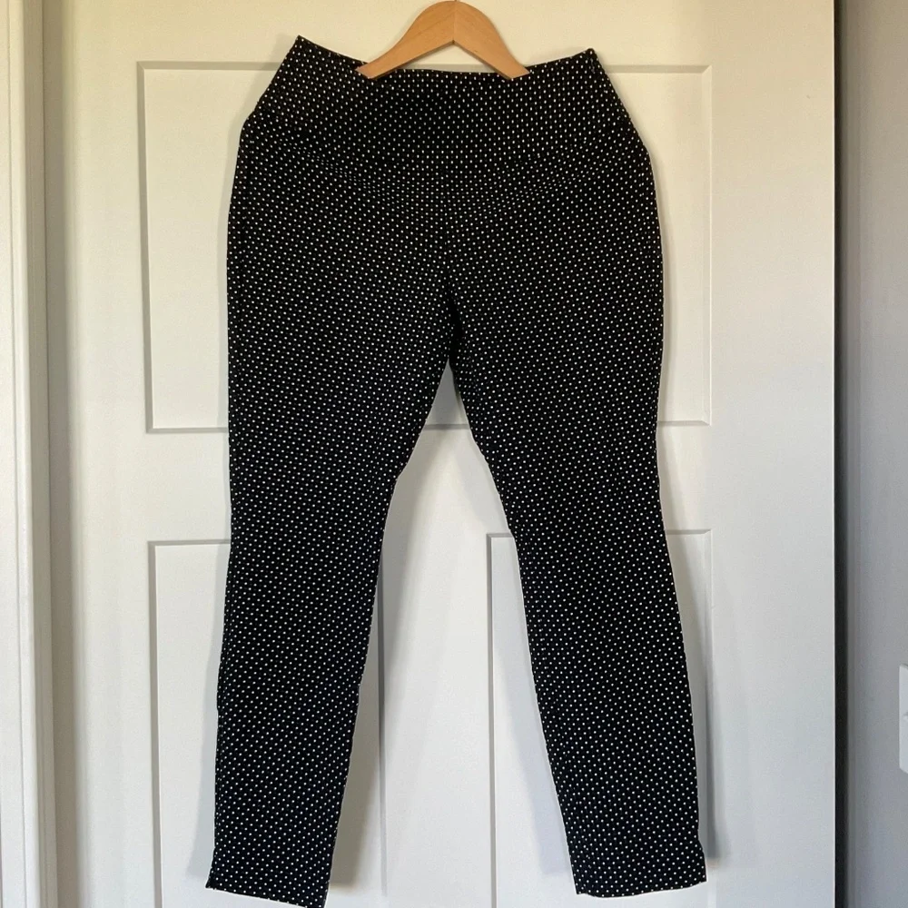 CAbi #5175 Pants Cropped Trousers Black White Polka Dot Side Zip Women's Size 4